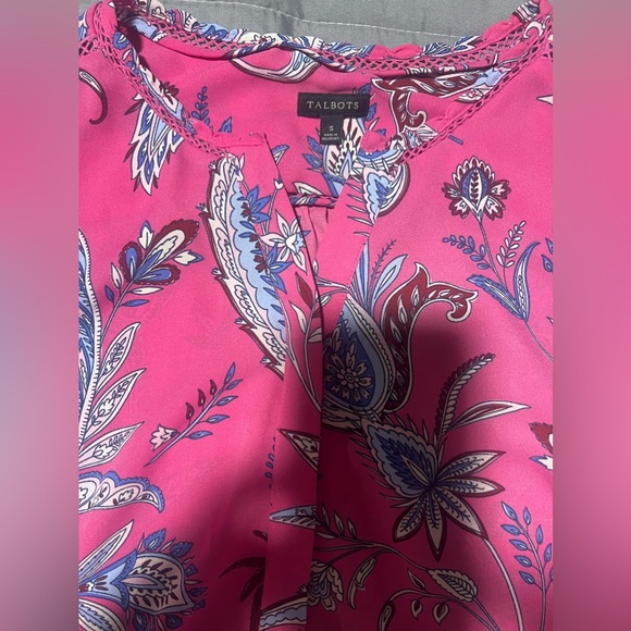 Sheer blouse tank top Talbots woman’s small pink and blue - Picture 4 of 5